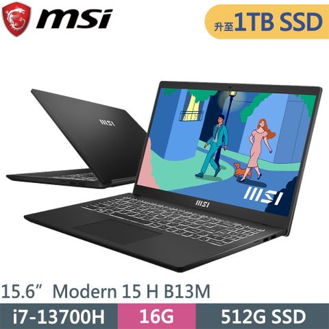 MSI 微星 Modern 15 H B13M-002TW-SP1 黑(i7-13700H/16G/1TB SSD/W11P/15.6)特仕筆電