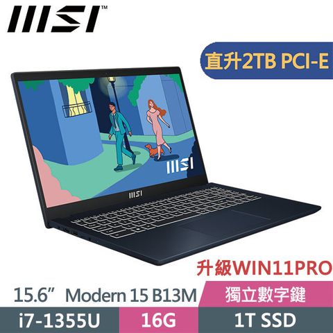 MSI 微星 Modern 15 商務特仕機 黑(i7-1355U/16G/2TB SSD/W11P/B13M-695TW)