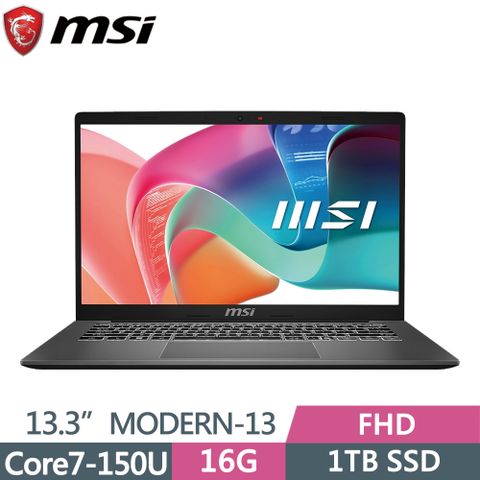 MSI 微星 Modern 13 F1MG-001TW 灰 13.3吋 商務筆電 灰 (Core 7 150U/16G/1TB SSD/W11/FHD/13.3)