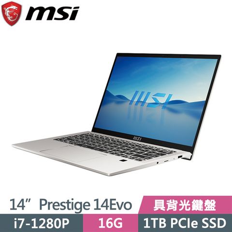 MSI 微星 具背光鍵盤 二年保固 Prestige 14Evo B12M-434TW 14吋窄邊商務筆電