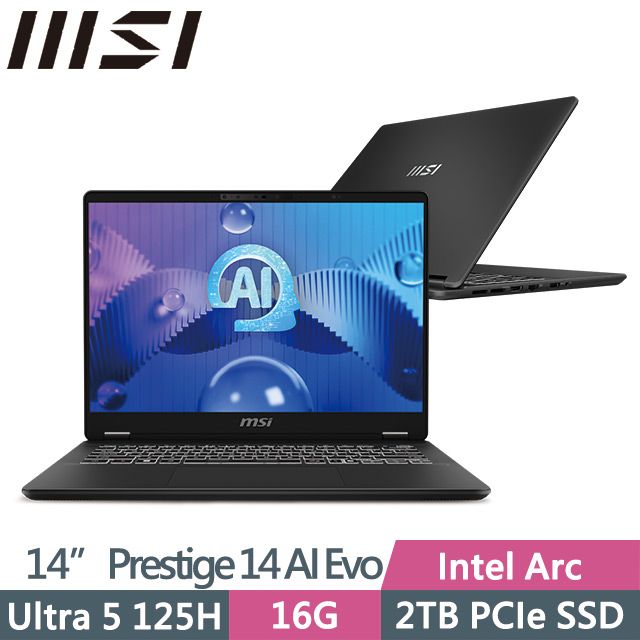 MSI 微星 144 Hz IPS等級面板 兩年保固  Prestige 14 AI Evo C1MG-012TW 14吋AI商務筆電