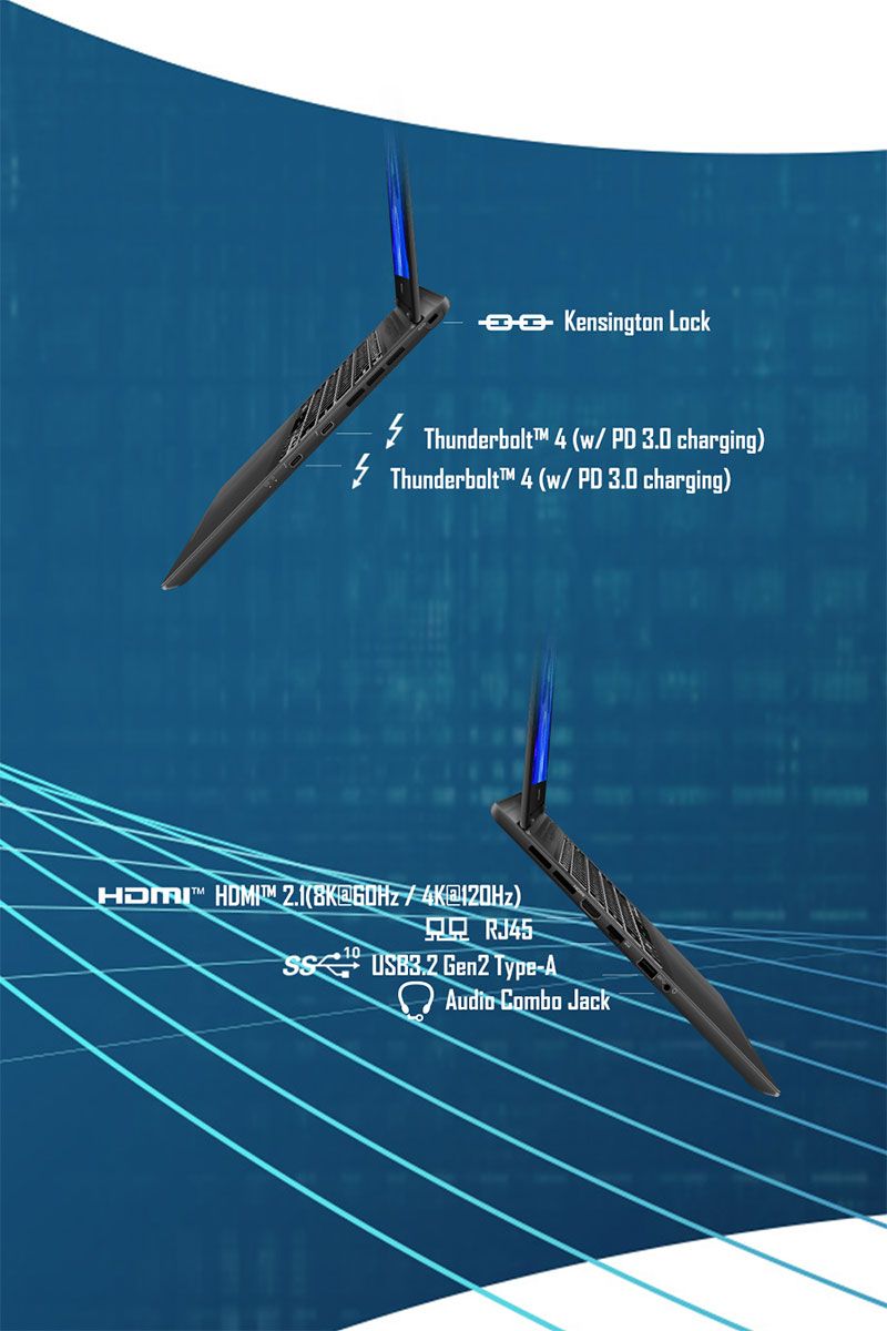 Kensington LockThunderbolt   PD 3.0 charging)Thunderbolt 4 / PD 3.0 charging)  (/)10RJ45 Gen2 Type-AAudio Combo Jack