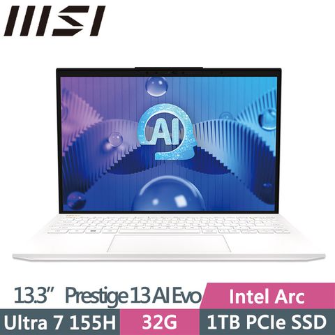 MSI 微星 Prestige 13 AI Evo A1MG-210TW(Ultra 7 155H/32G/1TB/13.3吋OLED/W11P)AI商務筆電