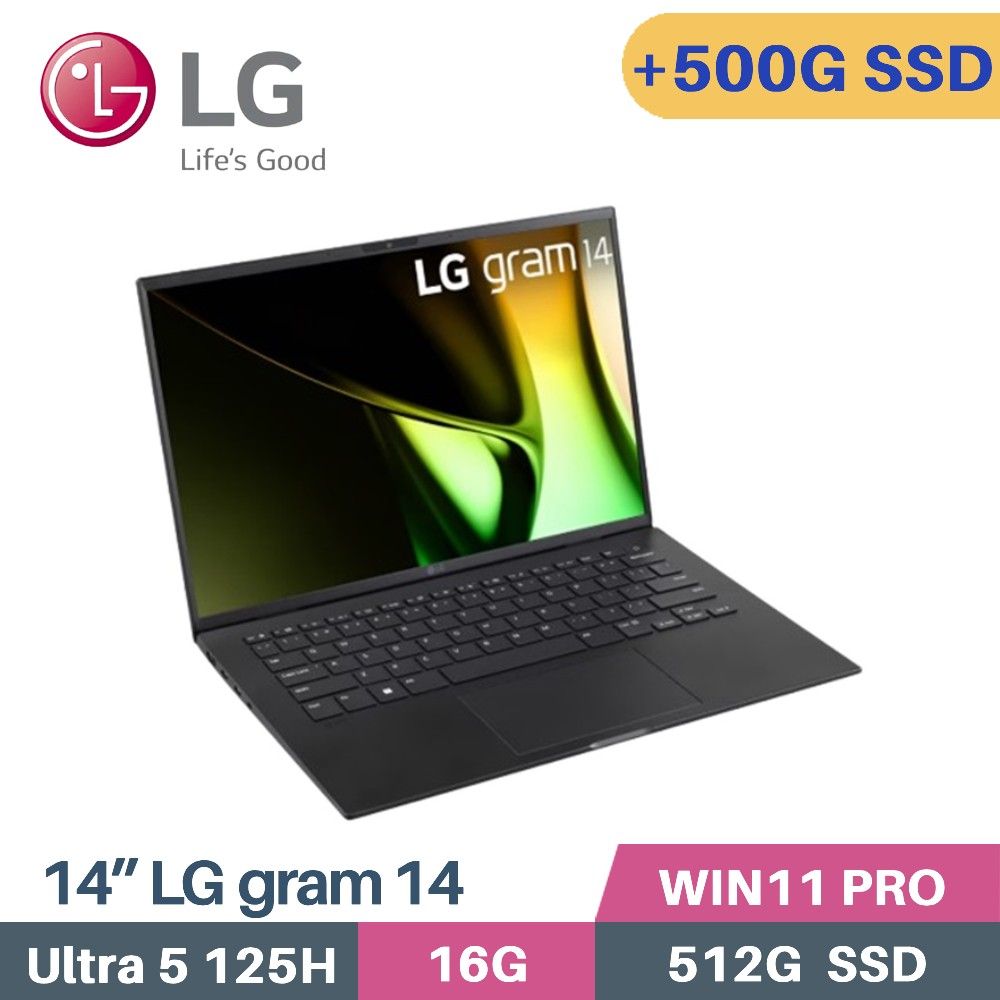 LG 樂金 gram 14 14Z90S-V.AP55C2 AI筆電 (CU5-125H/16G/512G+500G/W11Pro/EVO/14)特仕