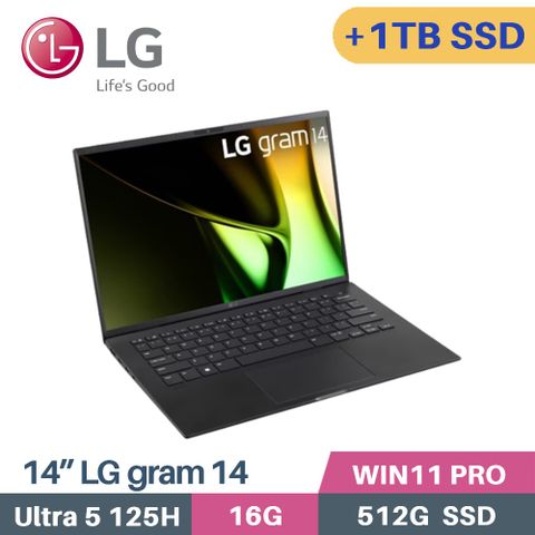 LG 樂金 gram 14 14Z90S-V.AP55C2 AI筆電 (CU5-125H/16G/512G+1TB/W11Pro/EVO/14)特仕