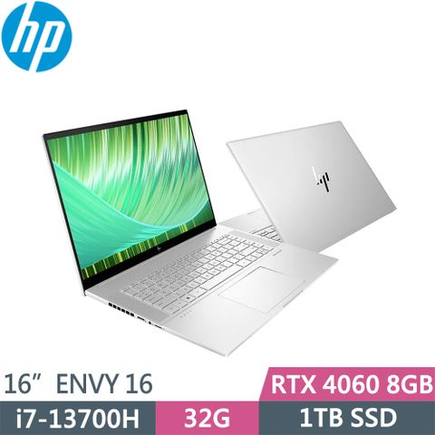 ◤RTX4060創作系列筆電◢HP ENVY Laptop 16-h1005TX 銀(i7-13700H/32G/1TB SSD/RTX4060 8G/W11/16)筆電