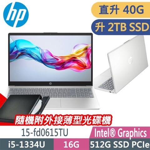 HP 15-fd0615TU 星河銀 (i5-1334U/8G+32G/2TB/W11升W11P/15.6FHD) 特仕文書筆電