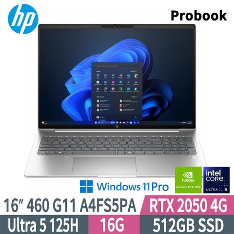 HP 惠普 Probook 460 G11 A4FS5PA(Intel Core Ultra 5 125H/16G/512GB SSD/RTX 2050/W11P/16)