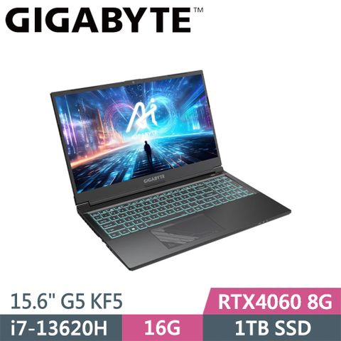 GIGABYTE 技嘉 G5 KF5-H3TW354KH 黑(i7-13620H/16G/1TB SSD/RTX4060 8G/W11/15.6)筆電