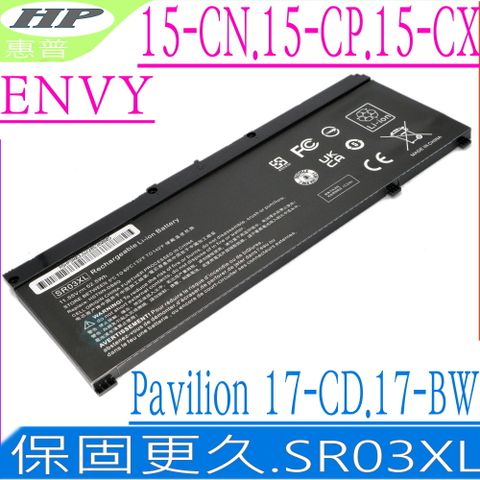 SR03XL 電池適用 HP 惠普 ENVY X360 15-CN0000TX,15-CP0000,15-CP0005NG,15-CP0013NR,15M-CP0011,15M-CP0012dx,15-CX0058TX,15-CX0059TX,15-CX0060TX,OMEN 15-DC0000,15-DC0001NG,15-DC0004TX,15-DC0005TX,Pavilion 15-CX0020NR,15-CX0058TX,15-CX0000