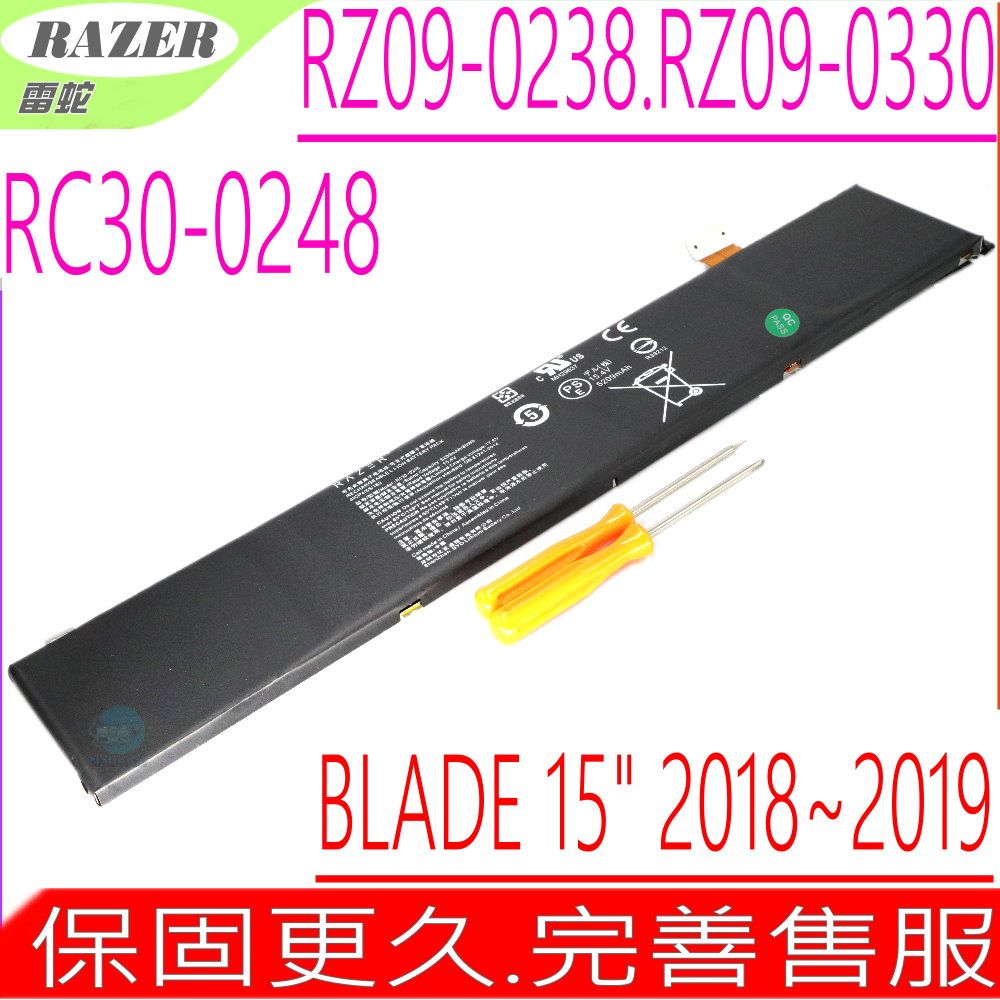 RAZER 雷蛇 RC30-0248電池(原裝) BLADE15 GTX1070,1060,2018~2019年,15 RTX 2070 Max-Q,RZ09-02385E92-R3U1,RZ09-02385W71-R3W1,RZ09-02486,RZ09-02385,RZ09-02386,RZ09-0288,RZ09-03017,RZ09-03018,RZ09-03135,RZ09-03137,RZ09-03138,RC30-0367,RZ09-0367,RZ09-0330