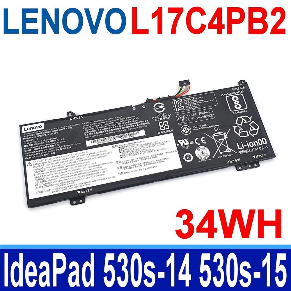 LENOVO 聯想  L17C4PB2 34WH 電池 L17C4PB0 L17C4PB2 L17M4PB0 L17M4PB2 L17L4PB0 Flex6-14 Flex6-14ARR Flex6-14IKB Xiaoxin Air 14 Xiaoxin Air 15 Yoga 530 530-14IKB 530-14ARR