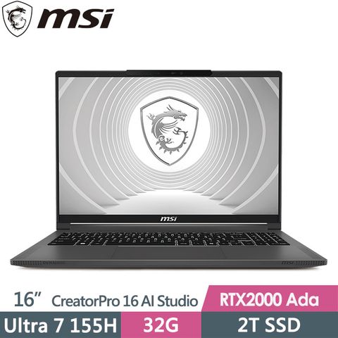 msi微星 CreatorPro 16 AI Studio A1VJG-070TW 16吋 創作者筆電 (Ultra 7 155H/32G/2T SSD/RTX2000 Ada-8G/Win11Pro)