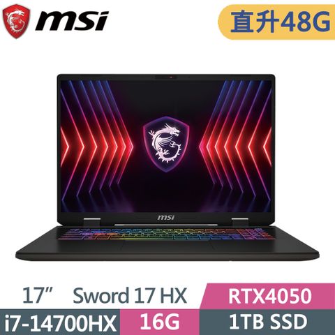 MSI 微星 SWORD 17 HX B14VEKG-023TWi7-14700HX  16G+32G  1TB SSD  RTX4050-6G  165Hz  17"