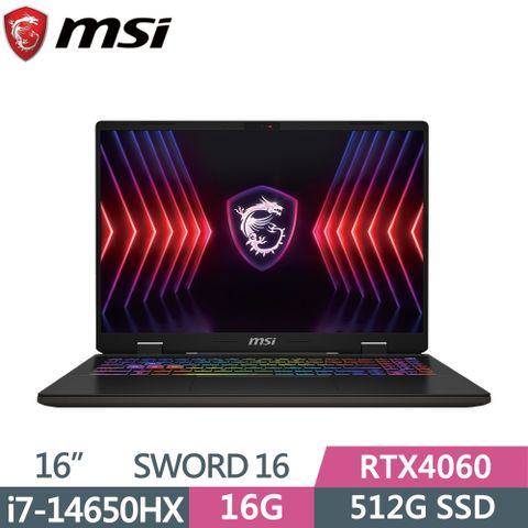 MSI 微星 SWORD 16 HX B14VFKG-485TWi7-14650HX  16G  512G SSD  RTX4060  144Hz  16"