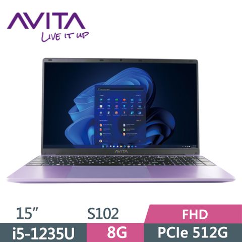 ▶輕薄文書◀AVITA SATUS S102 NE15A1TWF56F-LPP 紫i5-1235U ∥ 8G ∥ 512G SSD ∥ W11 ∥ 15"