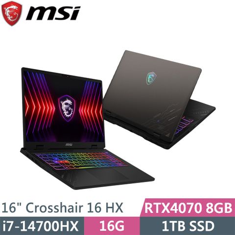 MSI 微星 Crosshair 16 HX D14VGKG-078TW 灰(i7-14700HX/16G/1TB SSD/RTX4070/W11/16)筆電