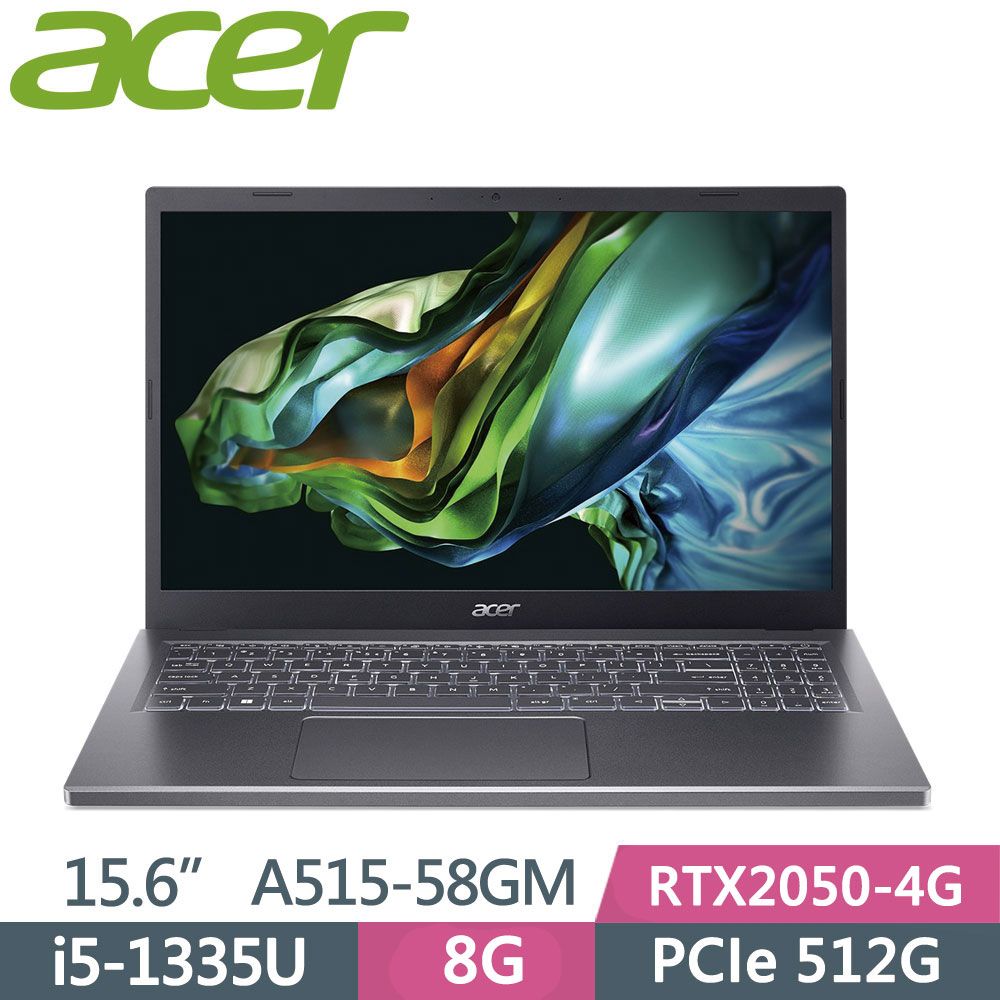 ACER 宏碁  Aspire 5 A515-58GM-510J 灰i5-1335U  8G  512G PCIe SSD   RTX2050-4G  W11  FHD  15.6