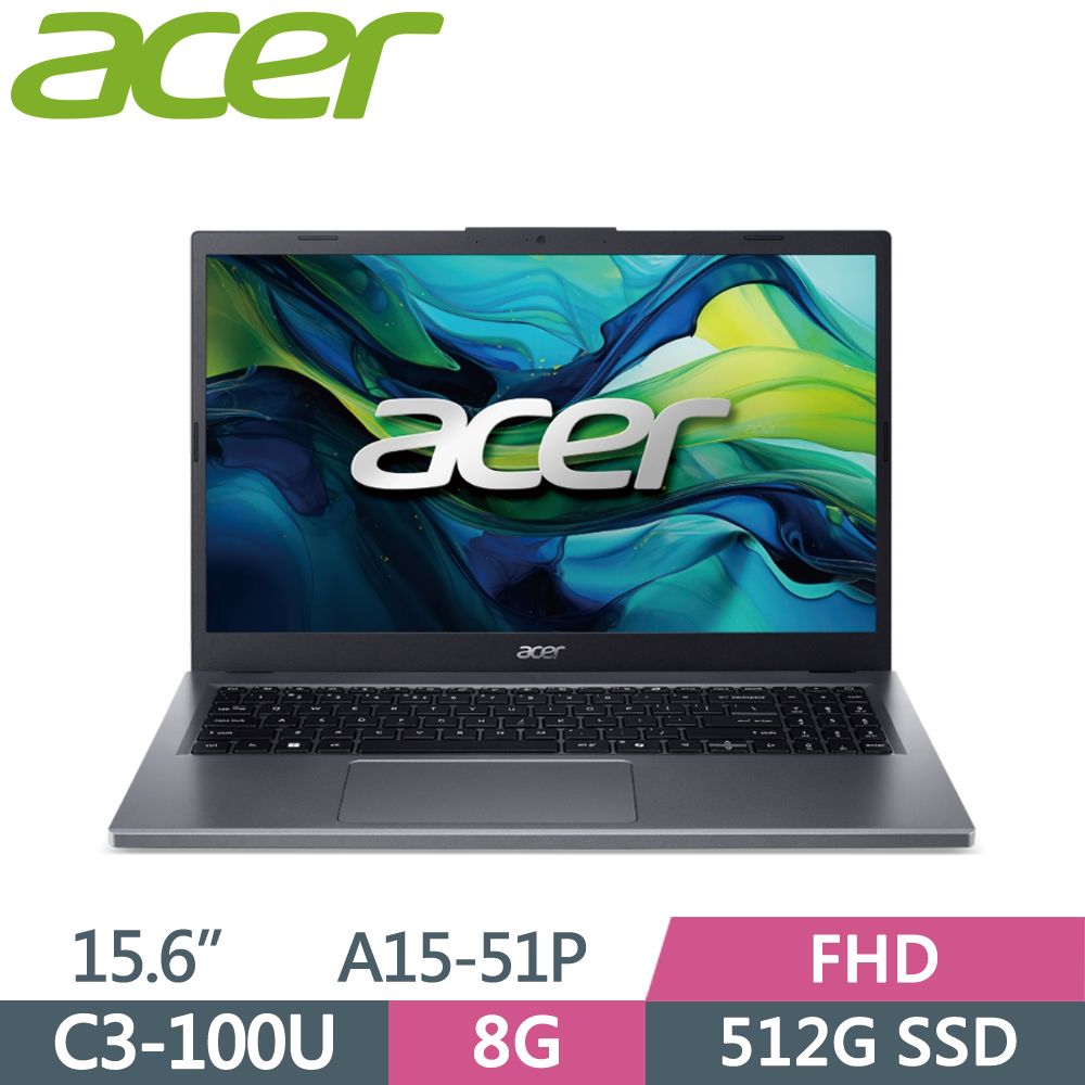 ACER 宏碁  Aspire A15-51P-35F6 灰Core 3-100U  8G  512G PCIe SSD  W11  FHD  15.6