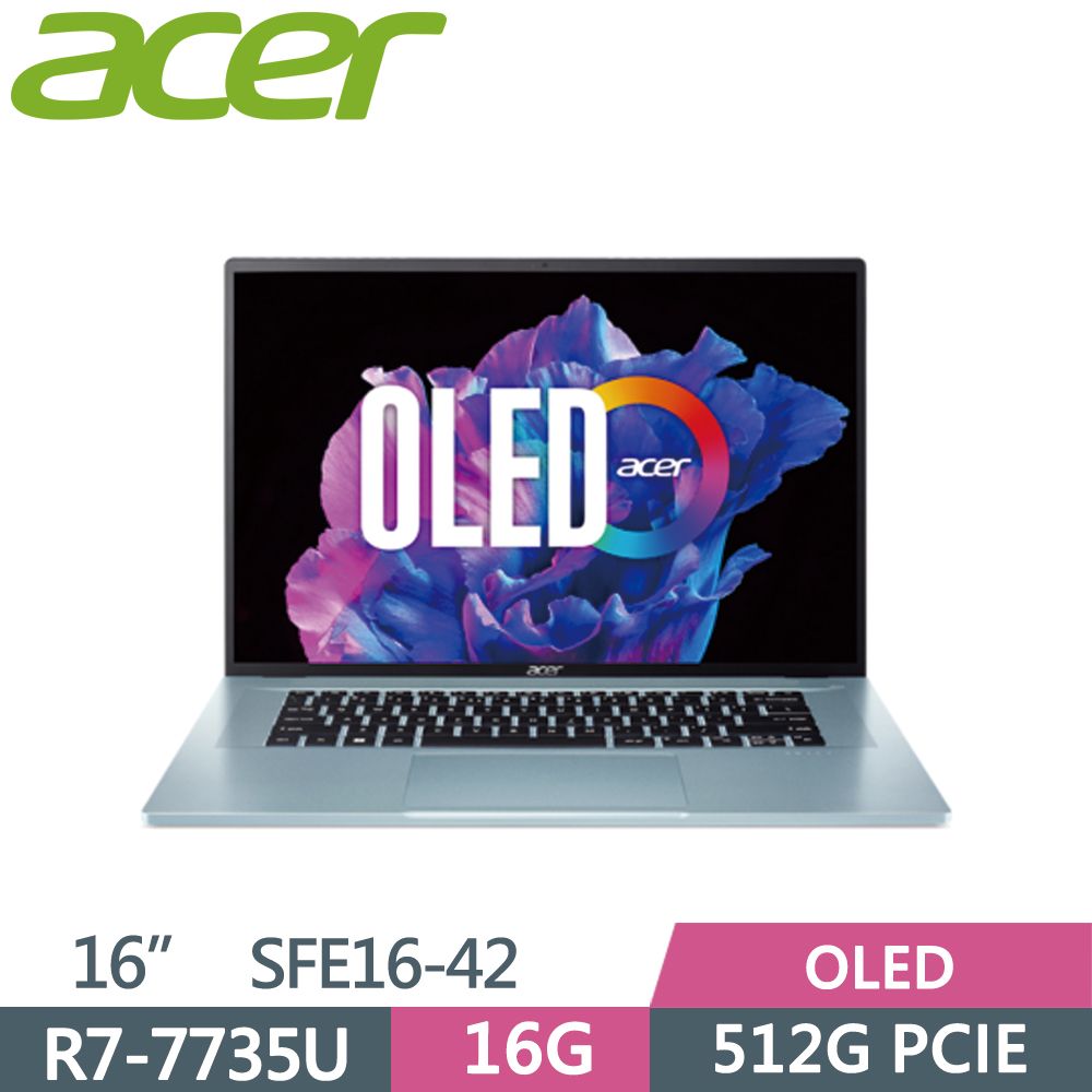 ACER 宏碁  Swift Edge SFE16-42-R260 銀R7-7735U  16G  512G PCIe SSD  OLED   16"