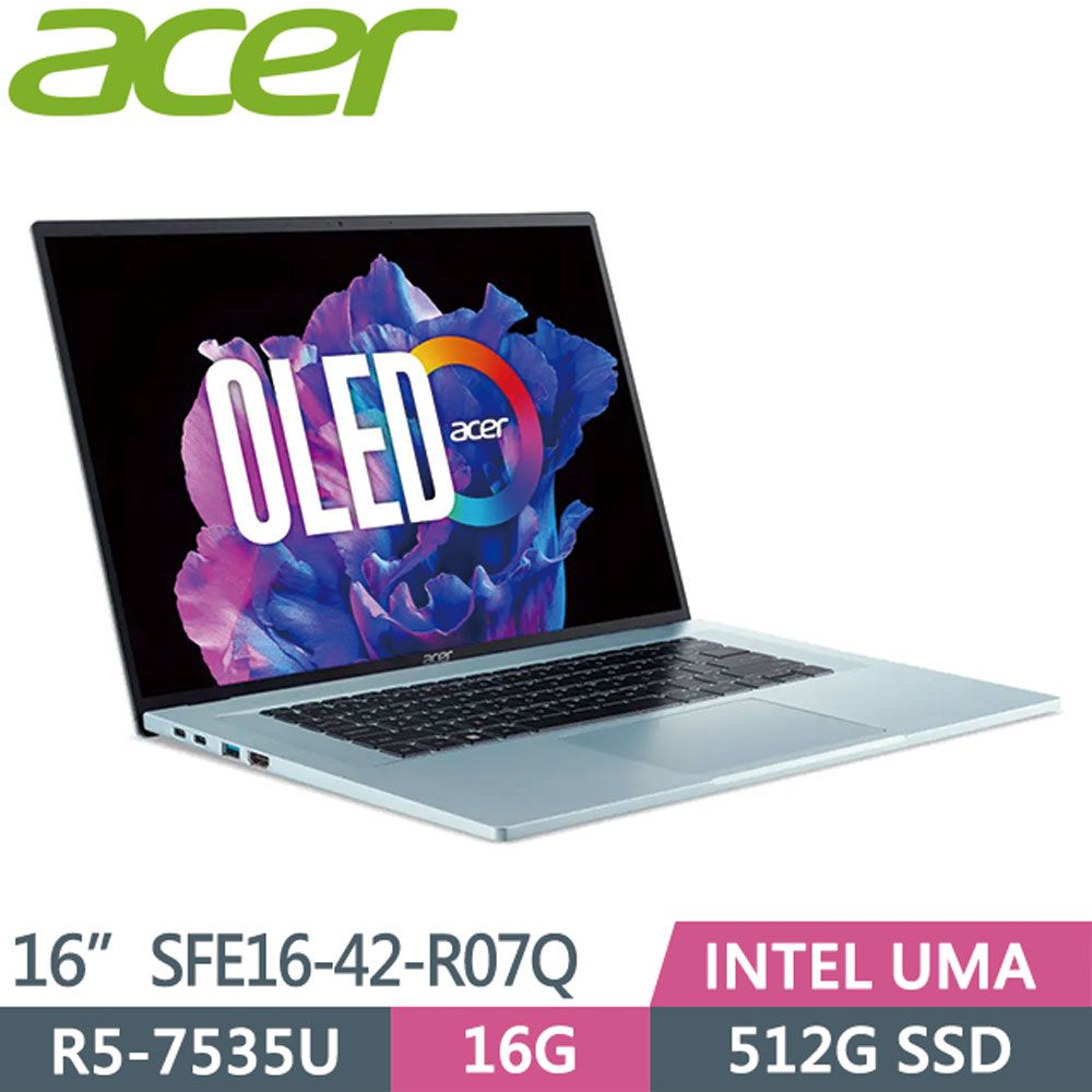 ACER 宏碁  Swift Edge SFE16-42-R07Q 極光銀(R5-7535U/16G/512GB PCIe/W11/WQUXGA/16) 美型輕薄筆電