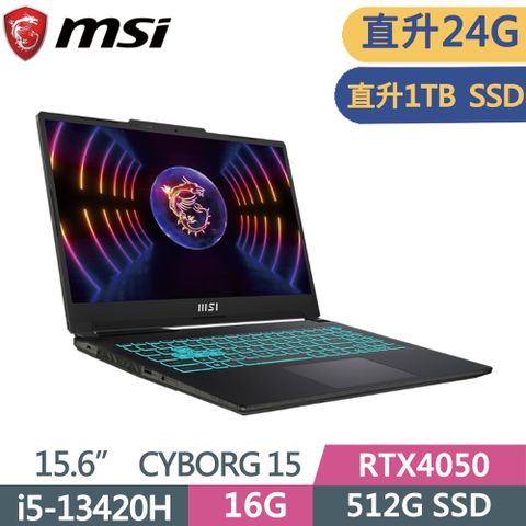 MSI 微星 Cyborg 15 A13VE-650TW(i5-13420H/8G+16G/1TB SSD/RTX4050-6G/W11/FHD/144Hz/15.6)