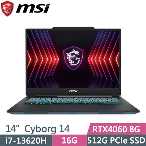 MSI 微星 Cyborg 14 A13VF-026TW 黑(i7-13620H/16G/512G SSD/RTX4060 8G/14吋 FHD+/W11)電競筆電