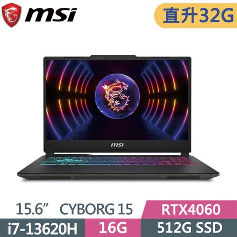 MSI 微星 Cyborg 15 A13VFK-831TW (i7-13620H/16G+16G/512G SSD/RTX4060/W11/FHD/144Hz/15.6)