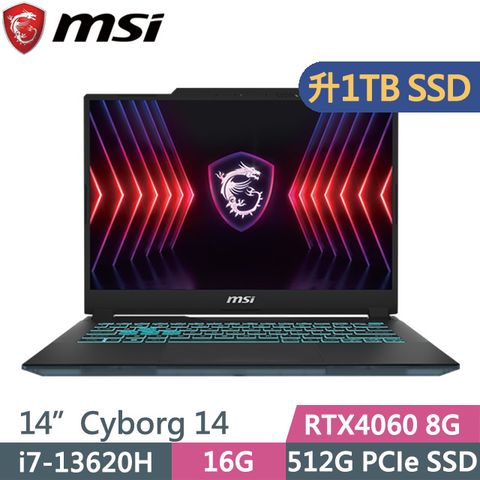 MSI 微星 Cyborg 14 A13VF-026TW 黑(i7-13620H/16G/1TB/RTX4060 8G/14吋 FHD+/W11)特仕