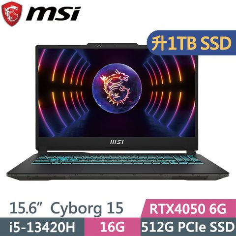 MSI 微星 Cyborg 15 A13VE-650TW (i5-13420H/16G/1TB SSD/RTX4050 6G/15.6吋FHD/W11)特仕