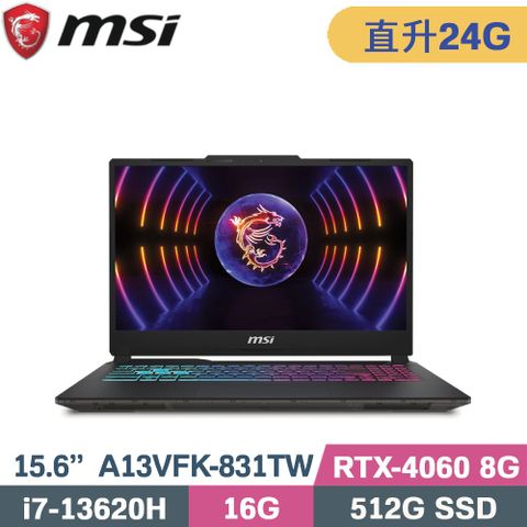 MSI 微星 Cyborg 15 A13VFK-831TW 電競筆電 黑 (i7-13620H/16G+8G/512G SSD/RTX4060 8G/W11/15.6)特仕