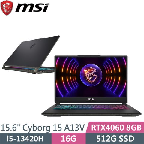 微星 Cyborg 15 A13VF-1406TW 黑(i5-13420H/16G/512G SSD/RTX4060 8G/W11/15.6)筆電