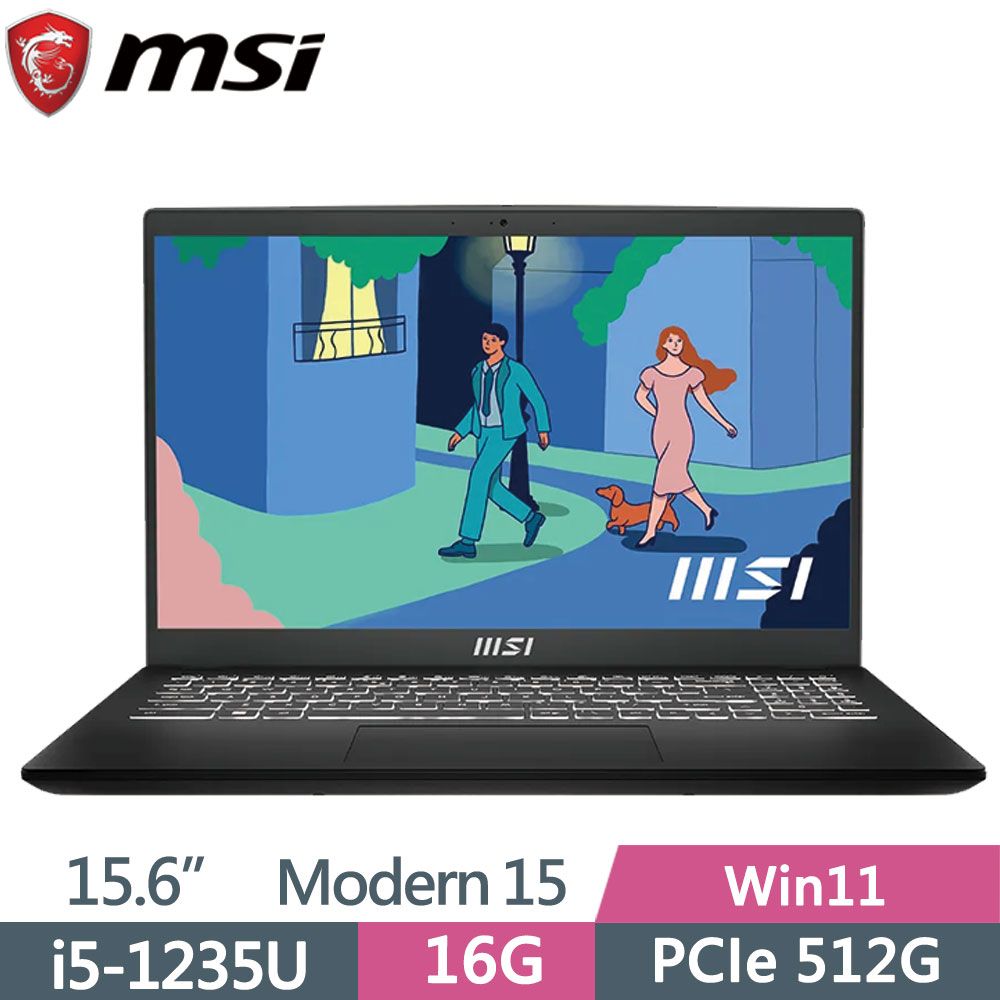 MSI 微星   Modern 15 B12M-435TW 黑i5-1235U  16G  512G PCIe SSD  Win11  15.6"