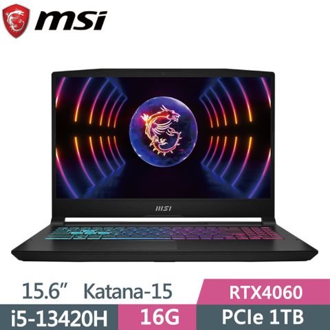 MSI 微星 Katana 15 B13VFK-1471TW(i5-13420H/16GB/1TB SSD/RTX4060-8G/W11/FHD/144Hz/15.6)