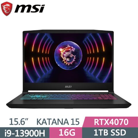 MSI 微星 KATANA15-B13VGK-1201TW(i9-13900H/16GB/1TB SSD/RTX4070-8G/W11/QHD/165Hz/15.6)