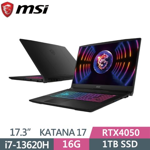 MSI 微星 Katana 17 B13VEK-1065TWi7-13620H  16G  1TB PCIe SSD  RTX4050  Win11   144Hz  17.3"