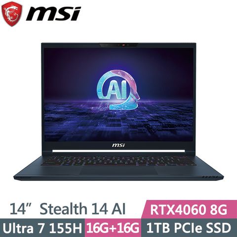 MSI 微星 Stealth 14 AI Studio A1VFG-009TW(Ultra 7 155H/32G/1TB/RTX4060 8G/14吋OLED/Win11)AI電競筆電