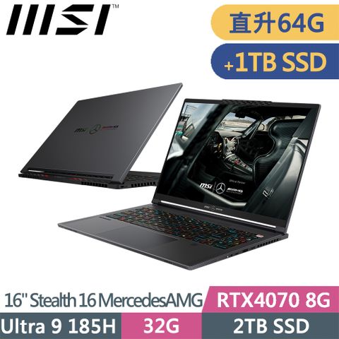 MSI 微星 Stealth 16 MercedesAMG A1VGG-263TW-SP4(Ultra 9 185H/64G/2TB+1TB/RTX4070/W11P/16)特仕