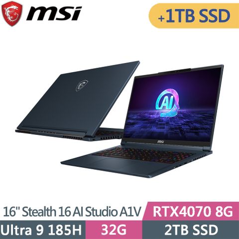 MSI 微星 Stealth 16 AI Studio A1VGG-003TW-SP2(Ultra 9 185H/32G/2TB+1TB/RTX4070/W11P/16)特仕