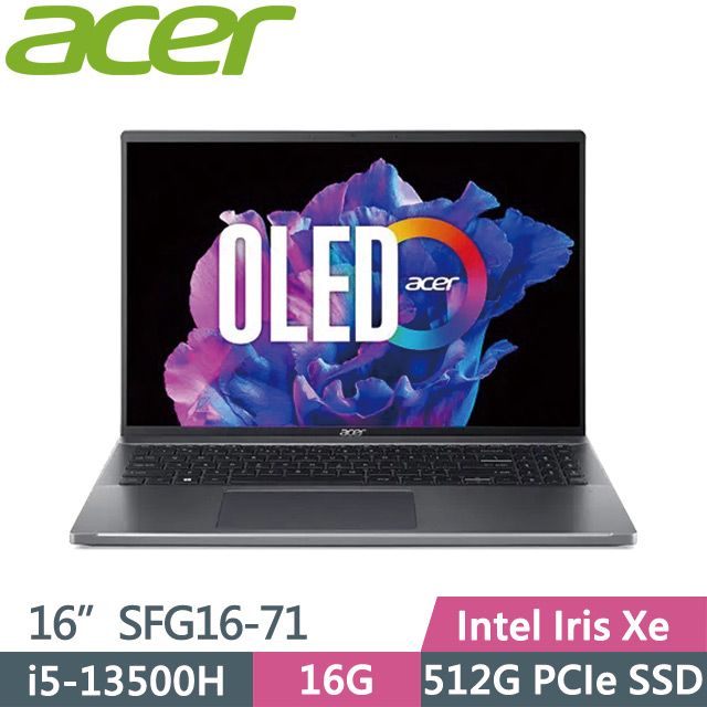 Acer Swift GO SFG16-71-55WZ 金屬灰(i5-13500H/16G/512G SSD/16吋OLED