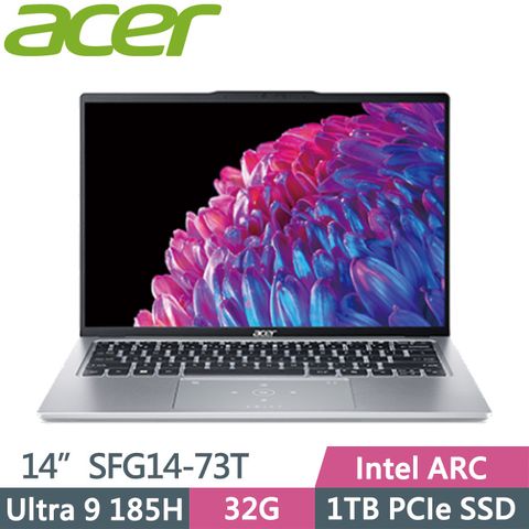 ACER 宏碁 Swift GO SFG14-73T-96UZ 銀(Ultra 9 185H/32G/1TB/Intel ARC/14吋WUXGA/W11)AI效能筆電