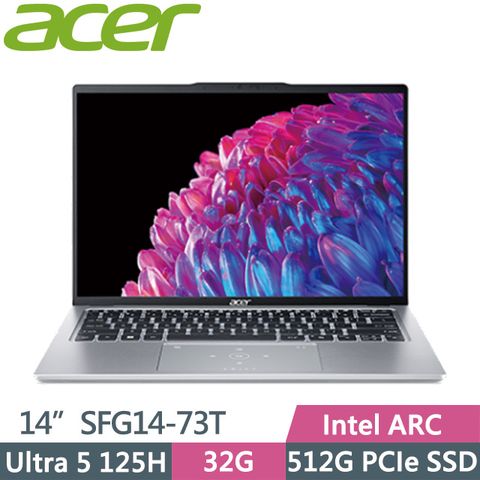 ACER 宏碁 16:10 | WUXGA | 觸控螢幕 | 兩年保固  SFG14-73T-50NA 14吋Ultra 5 AI觸控筆電