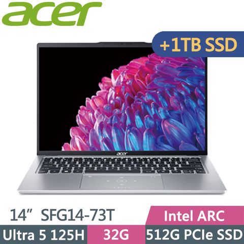 ACER 宏碁 Swift GO SFG14-73T-50NA 銀(Ultra 5 125H/32G/512G+1TB/Intel ARC/14吋WUXGA/W11)特仕