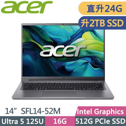 ACER 宏碁 Swift Lite SFL14-52M-531X 灰(Ultra 5 125U/8G+16G/2TB/14吋WUXGA/W11)特仕