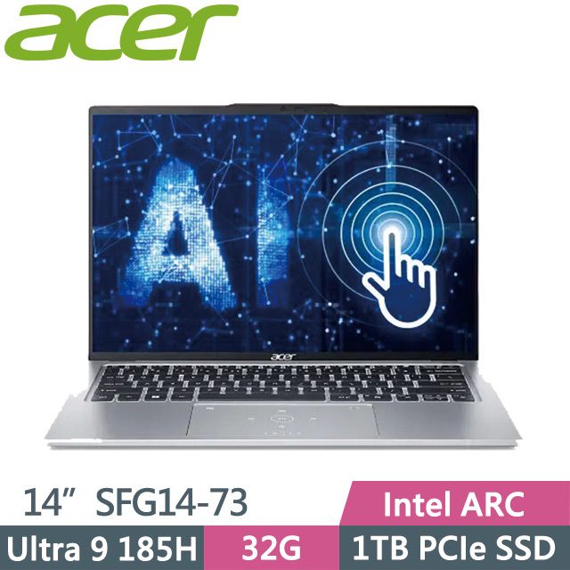ACER 宏碁 Swift GO SFG14-73-9896 銀(Ultra 9 185H/32G/1TB SSD/14吋OLED/W11)AI輕薄筆電