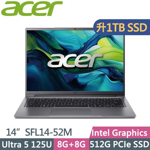 ACER 宏碁 Swift Lite SFL14-52M-531X 灰(Ultra 5 125U/8G+8G/1TB/14吋WUXGA/W11)特仕