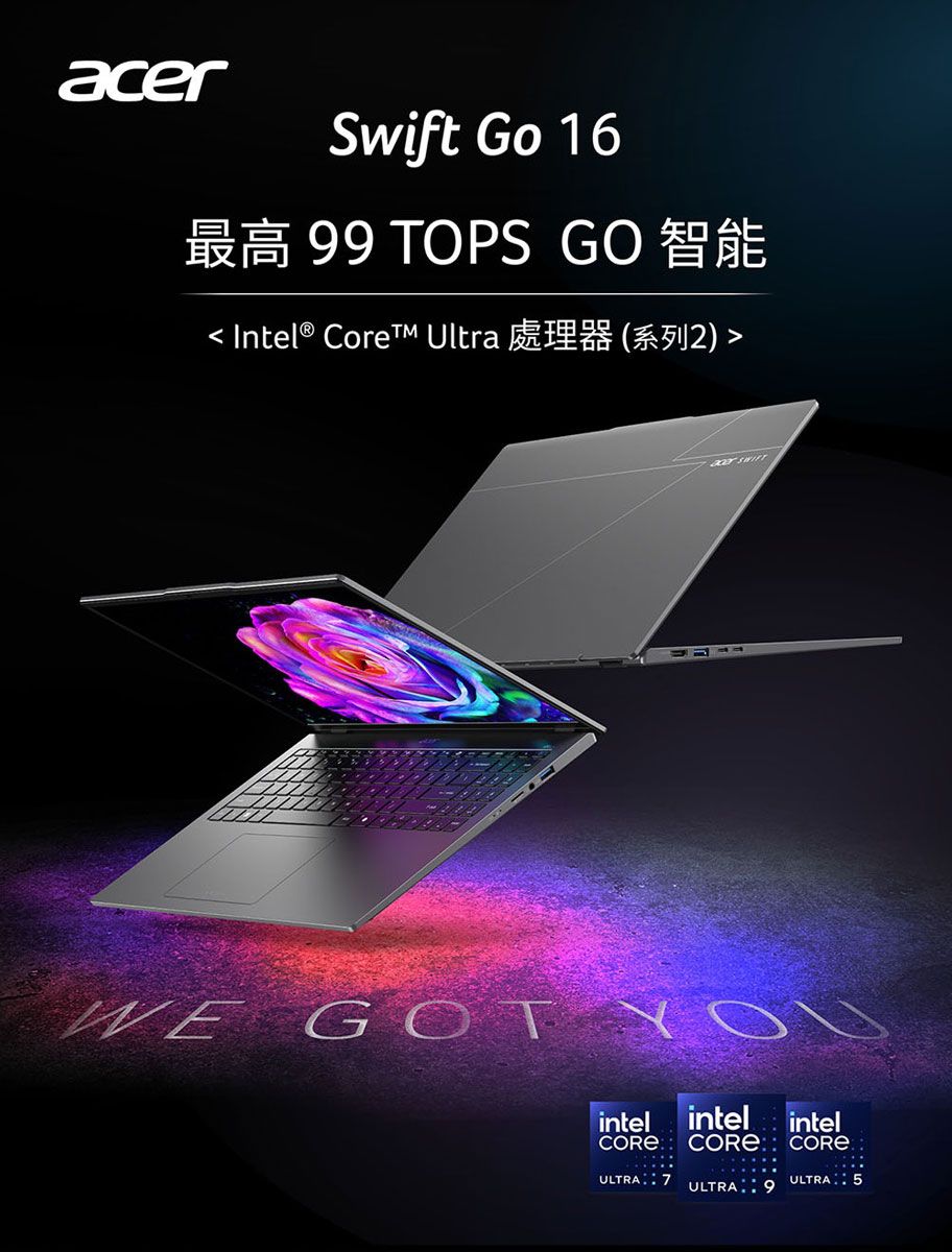 acerSwift Go 16最高 99 TOPS GO 智能 Intel® Core Ultra )  GOT intelULTRA 7intelintel ULTRA 5ULTRA