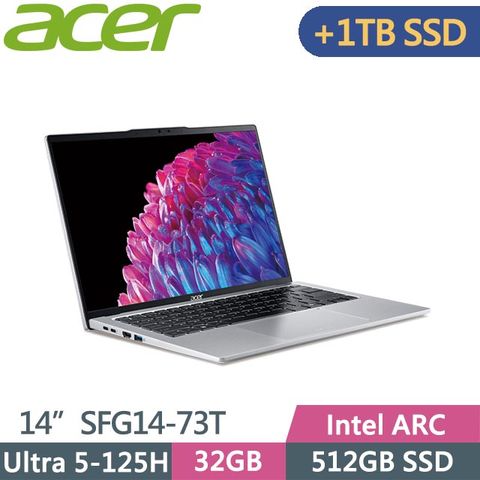 ACER 宏碁 Swift Go SFG14-73T-50NA (Ultra 5-125H/32G/512G+1TB/Win11/14吋) 特仕筆電