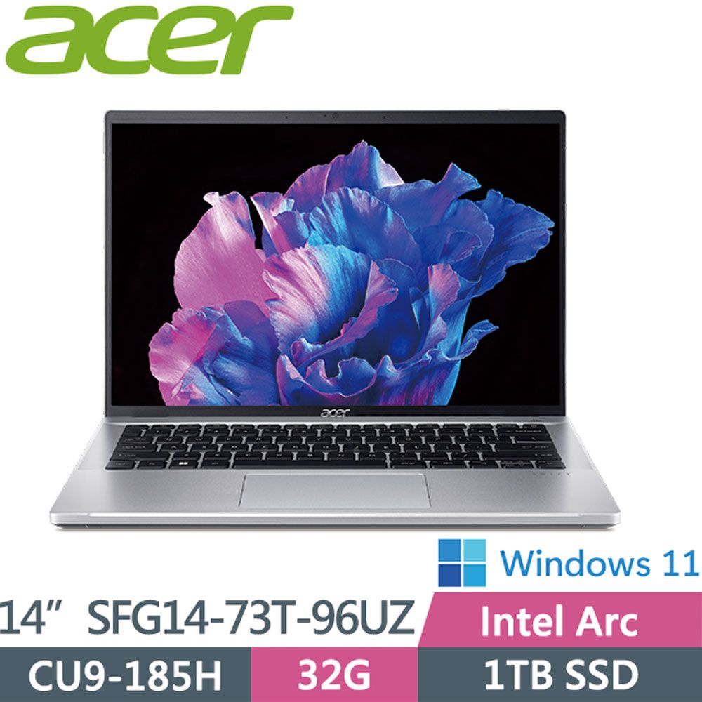 ACER 宏碁  Swift GO SFG14-73T-96UZ 銀(CU9-185H/32G/1TB PCIe/W11/WUXGA 霧面/14)AI觸控輕薄筆電