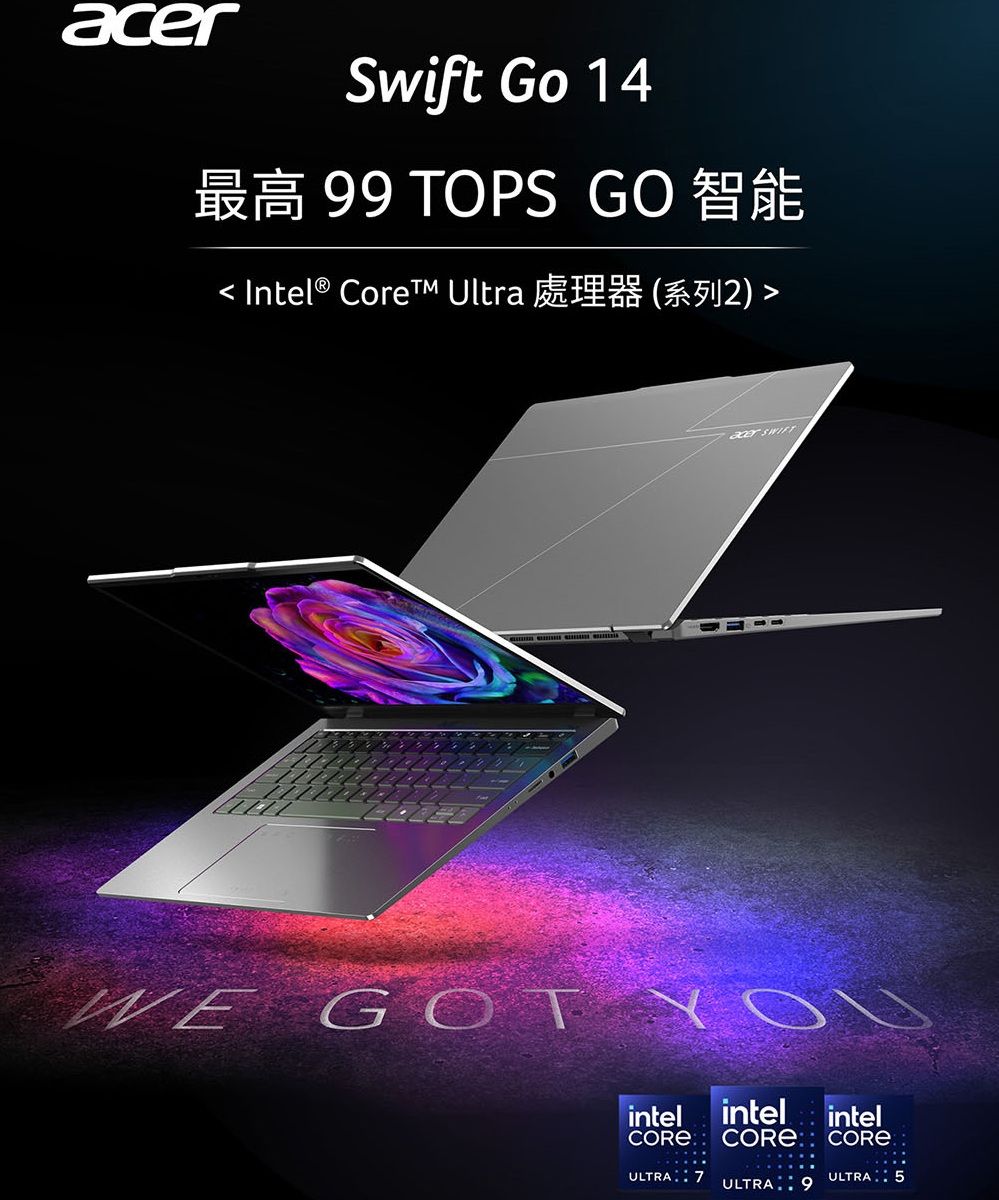 Swift Go 14最高 99 TOPS GO 智能 Intel® Core Ultra ) acer  GOT intelintelintel  ULTRA 7ULTRA 5ULTRA9